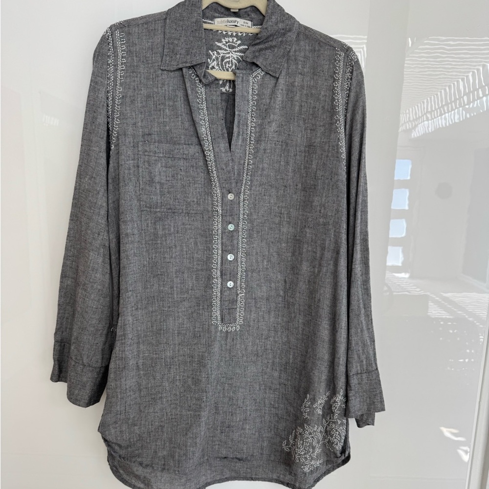 Subtle Luxury Charcoal Embroidered Shirt